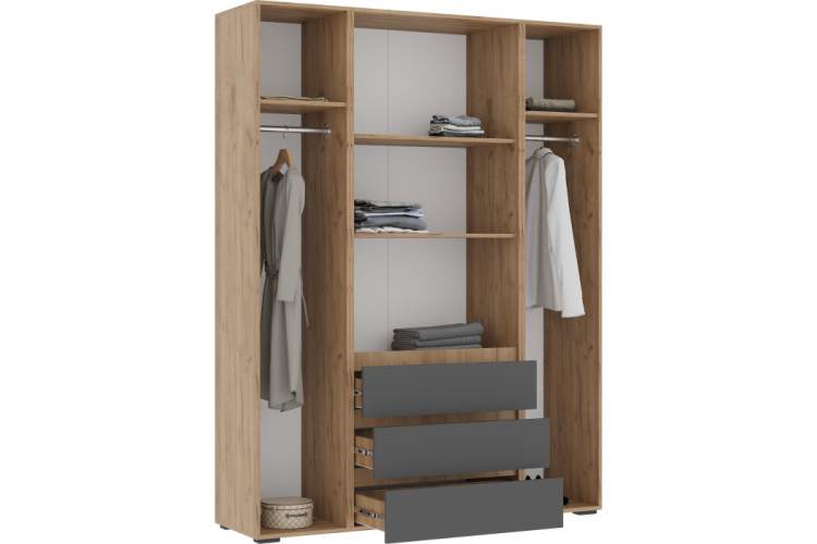 Шкаф Элла ШК 05 серый графит 0162 / дуб крафт золото-3