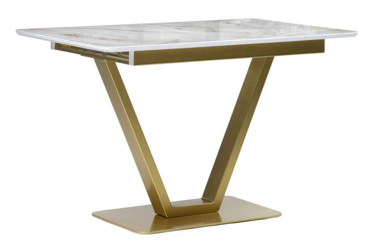 Стол стеклянный Бугун белый / золото