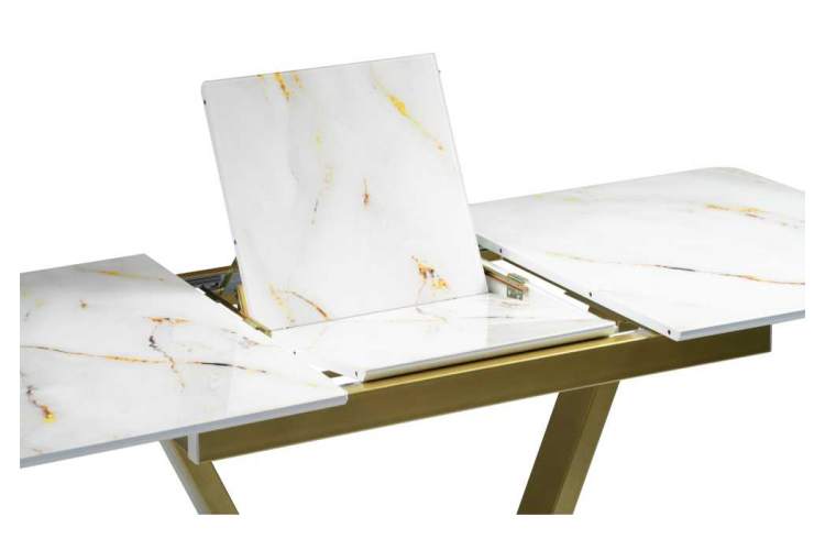 Стол стеклянный Бугун белый / золото-5