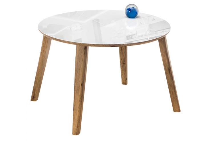 Стол стеклянный Семвэлл белый / дуб монтана