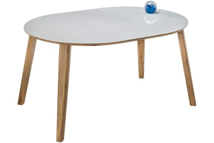 Стол стеклянный Семвэлл белый / дуб монтана-2