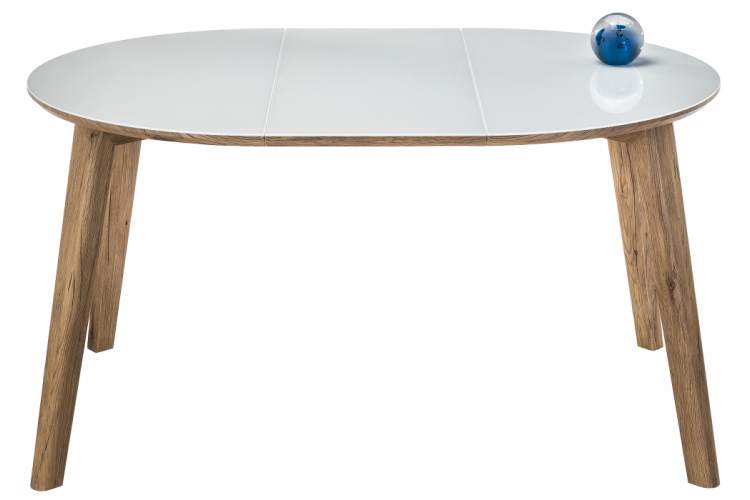 Стол стеклянный Семвэлл белый / дуб монтана-3