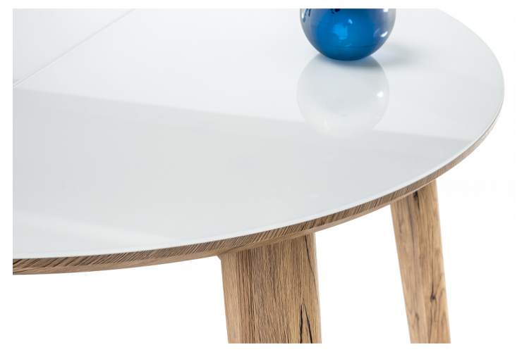 Стол стеклянный Семвэлл белый / дуб монтана-6