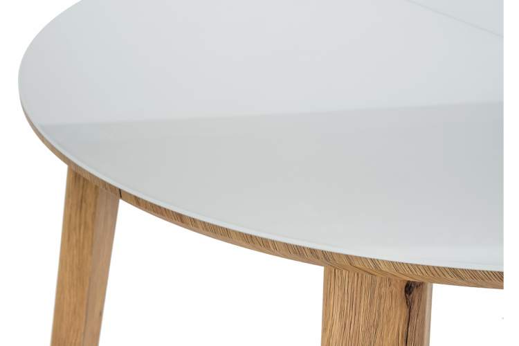 Стол стеклянный Семвэлл белый / дуб монтана-8