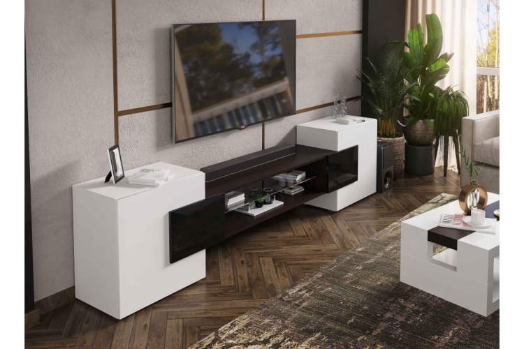 ТВ-тумба Лисмор белый / черный глянец