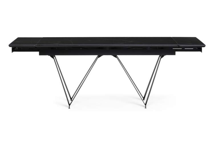 Стол стеклянный Марвин 160(220)х90х76 черный мрамор / черный-2