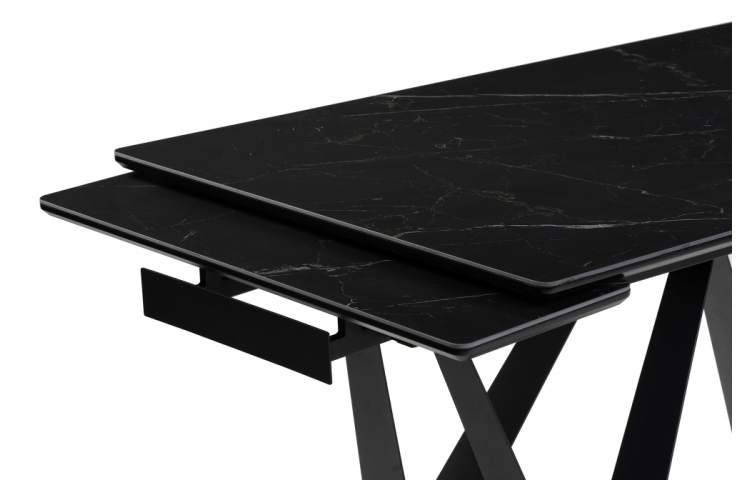 Стол стеклянный Марвин 160(220)х90х76 черный мрамор / черный-4