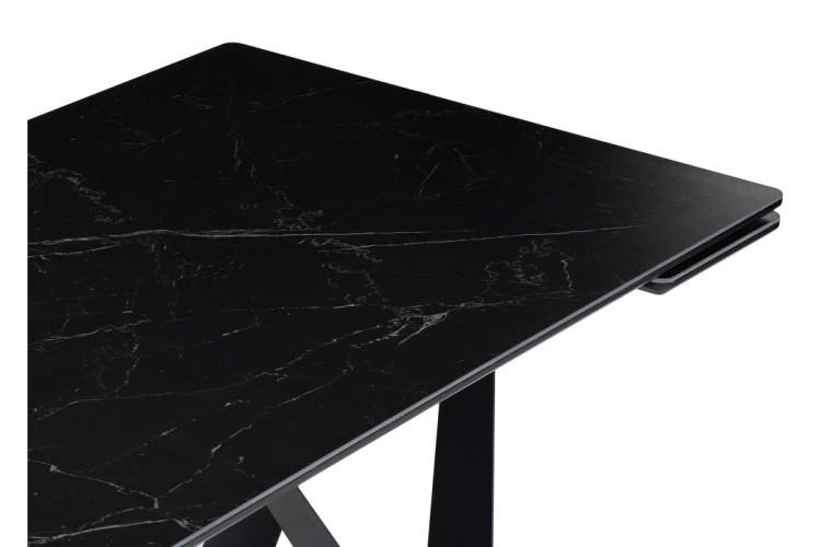Стол стеклянный Марвин 160(220)х90х76 черный мрамор / черный-5