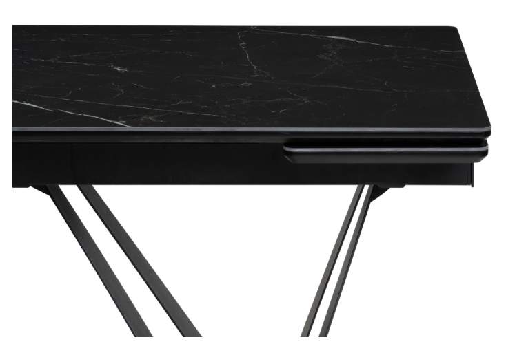 Стол стеклянный Марвин 160(220)х90х76 черный мрамор / черный-6