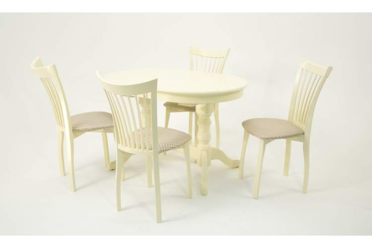 Обеденная группа стол Бизе со стульями Миранда,слоновая кость, ромб бежевый-2