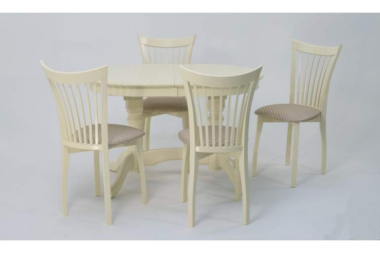 Обеденная группа стол Бизе со стульями Миранда,слоновая кость, ромб бежевый-1
