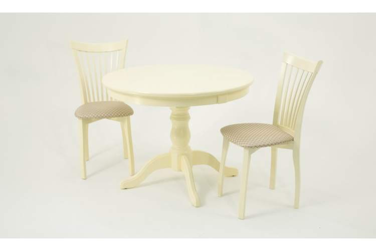 Обеденная группа Брамос К 100 слоновая кость со стульями Миранда слоновая кость ромб бежевый-1