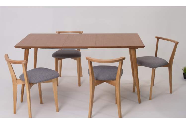 Стол Монте 120 натур со стульями Франк натур рогожка серый-4