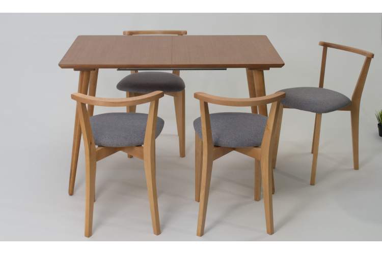 Стол Монте 120 натур со стульями Франк натур рогожка серый-1