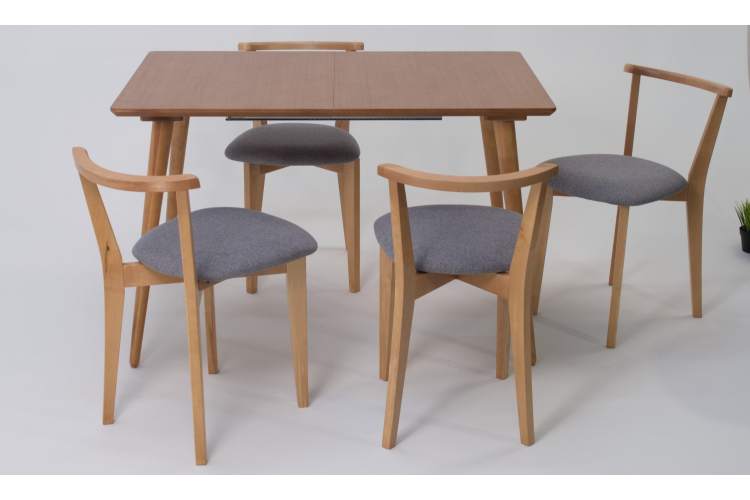 Стол Монте 120 натур со стульями Франк натур рогожка серый-2