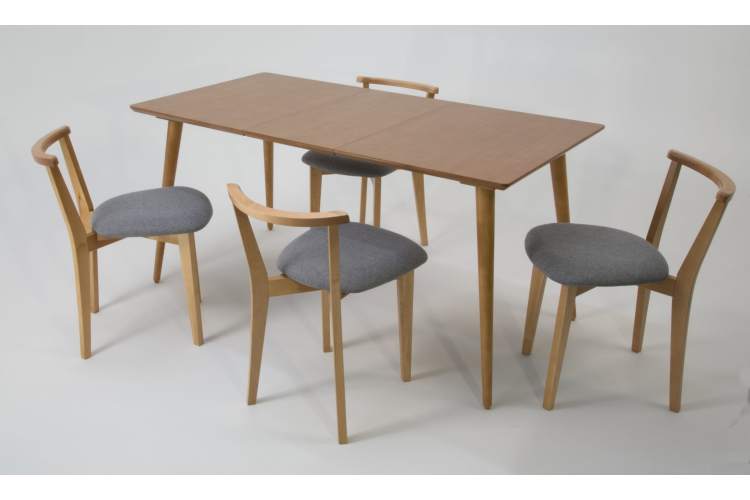 Стол Монте 120 натур со стульями Франк натур рогожка серый-3