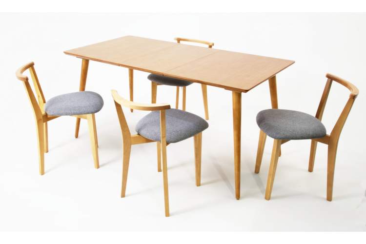 Стол Монте 120 натур со стульями Франк натур рогожка серый