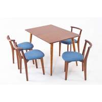 Стол Монте 120 орех со стульями Франк Орех рогожка синий