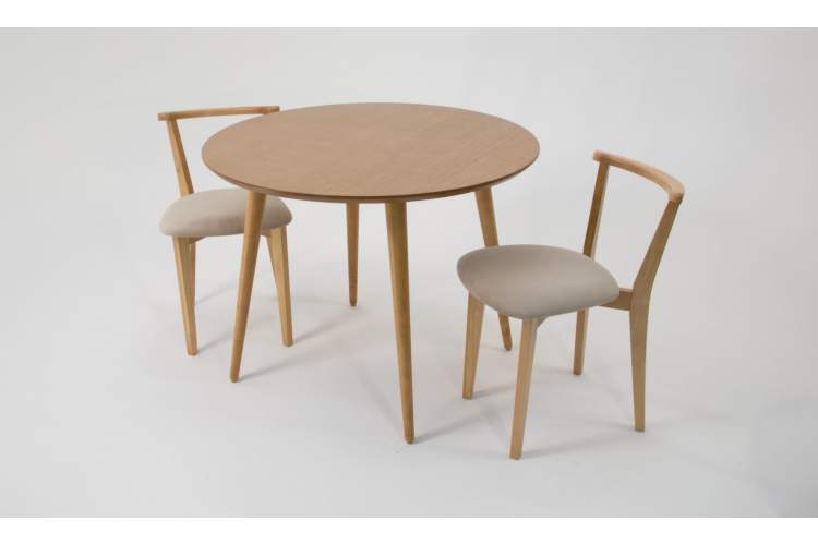 Стол Монте К 90 натур со стульями Франк натур велюр бежевый-1