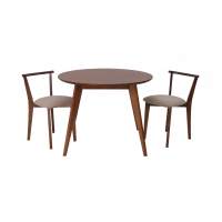Стол Сканди К 90 орех со стульями Франк орех велюр бежевый