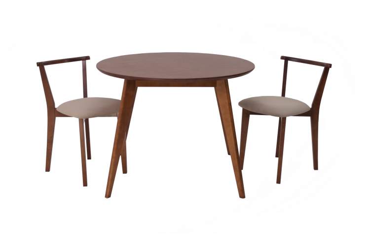 Стол Сканди К 90 орех со стульями Франк орех велюр бежевый