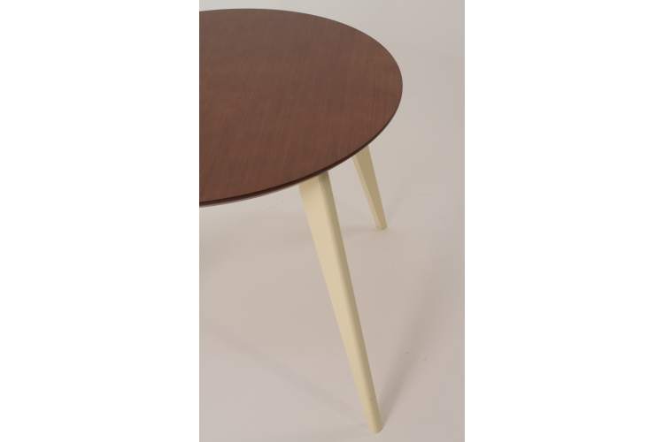 Стол обеденный круглый Сканди К100, слоновая кость/орех-3