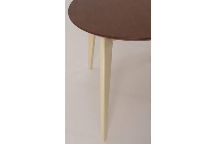 Стол обеденный круглый Сканди К100, слоновая кость/орех-4