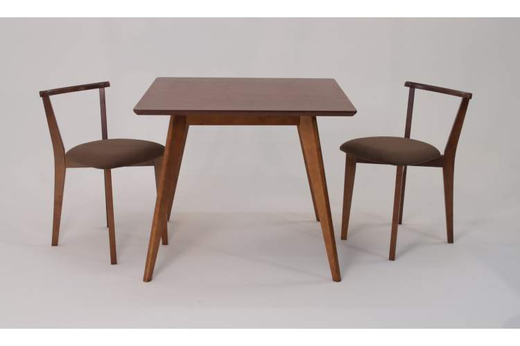 Стол Сканди М 100 орех со стульями Франк орех велюр коричневый-2