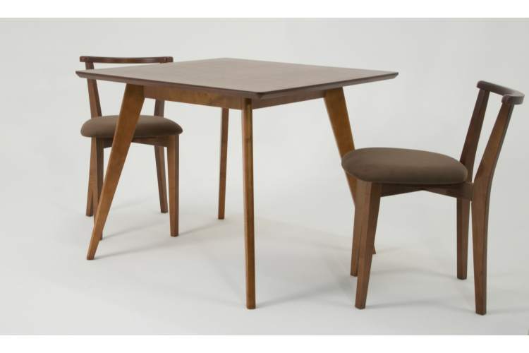 Стол Сканди М 100 орех со стульями Франк орех велюр коричневый-1