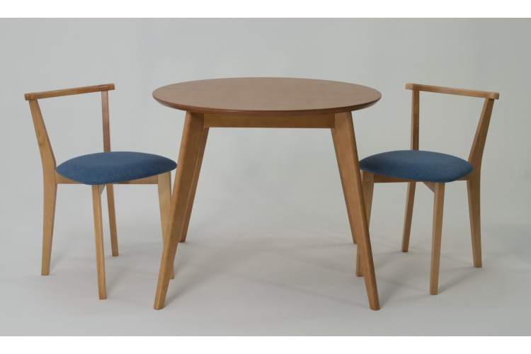 Стол Сканди К 100 натур со стульями Франк натур рогожка синий-2