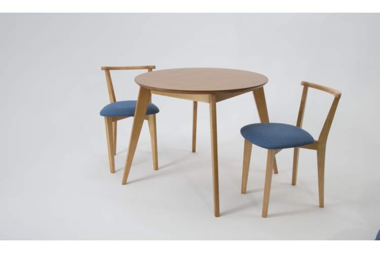 Стол Сканди К 100 натур со стульями Франк натур рогожка синий-1