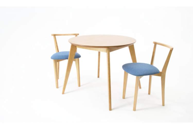 Стол Сканди К 100 натур со стульями Франк натур рогожка синий