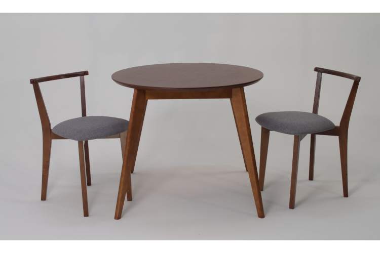 Стол Сканди К 100 орех со стульями Франк орех рогожка серый-2