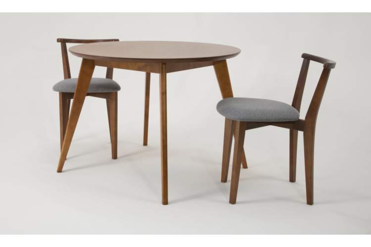 Стол Сканди К 100 орех со стульями Франк орех рогожка серый-1
