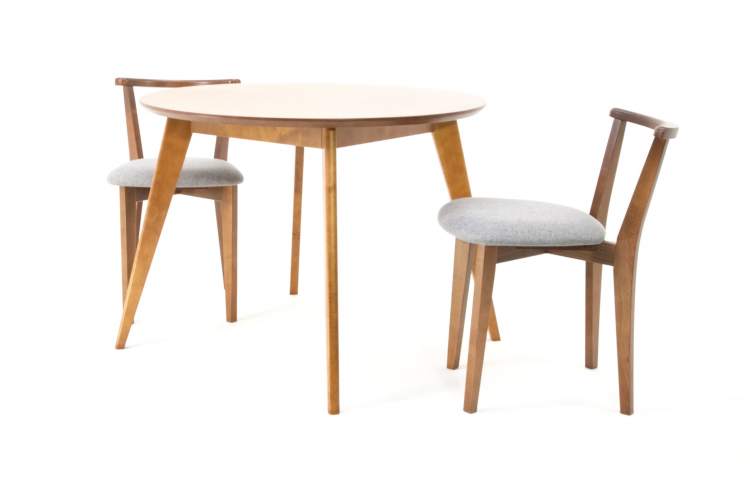 Стол Сканди К 100 орех со стульями Франк орех рогожка серый