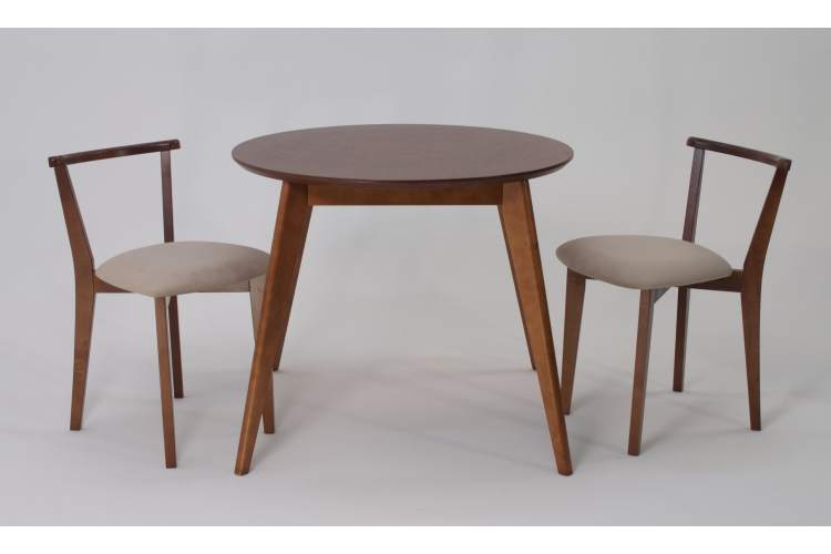 Стол Сканди К 90 орех со стульями Франк орех велюр бежевый-2