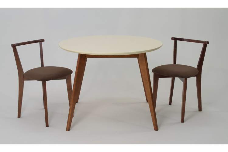 Стол Сканди К 100 орех/слоновая кость со стульями Франк орех велюр коричневый-2