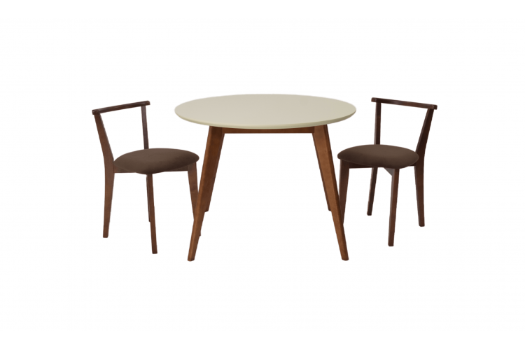 Стол Сканди К 100 орех/слоновая кость со стульями Франк орех велюр коричневый