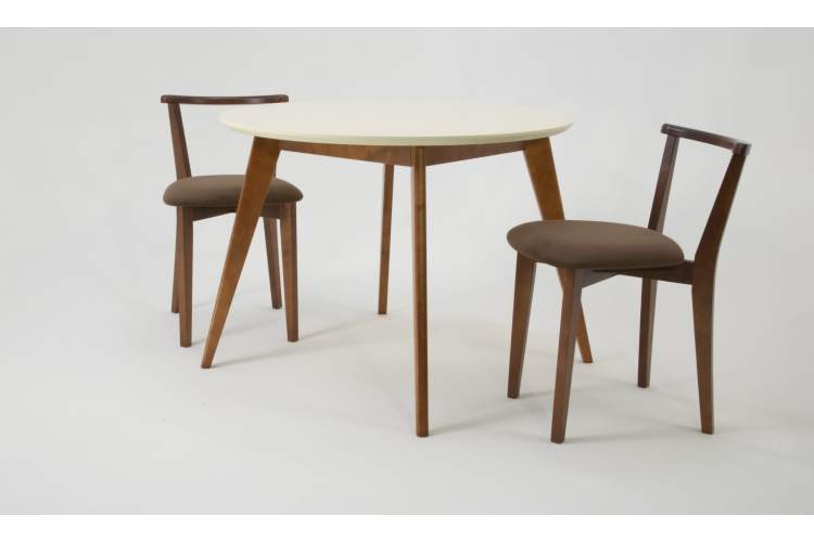 Стол Сканди К 100 орех/слоновая кость со стульями Франк орех велюр коричневый-1