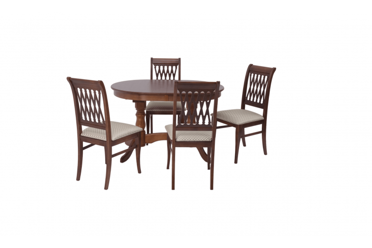 Обеденная группа стол Бизе со стульями Рич,орех, ромб бежевый