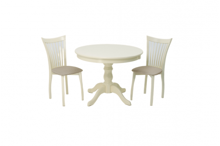Обеденная группа Брамос К 100 слоновая кость со стульями Миранда слоновая кость ромб бежевый