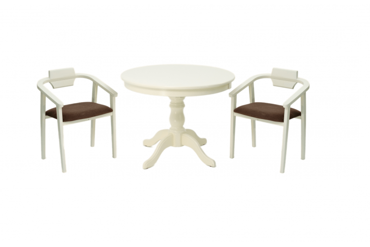 Обеденная группа Брамос К 100 слоновая кость со стульями Челси слоновая кость коричневый