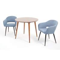 Стол Монте К 90 орех с креслами Пичч велюр синий