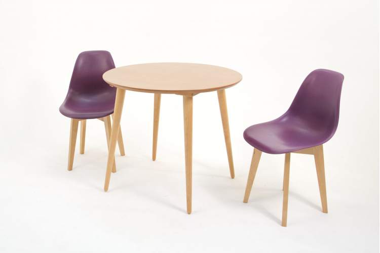 Стол Монте К 100 натур со стульями Сашш натур фиолетовый-2
