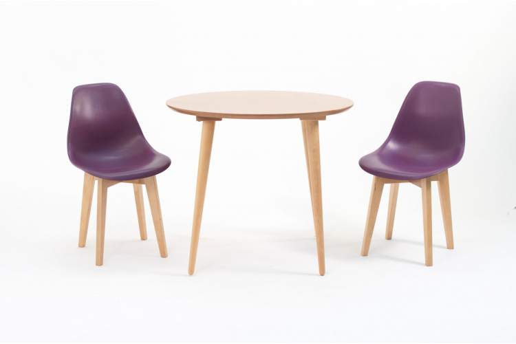 Стол Монте К 100 натур со стульями Сашш натур фиолетовый-1