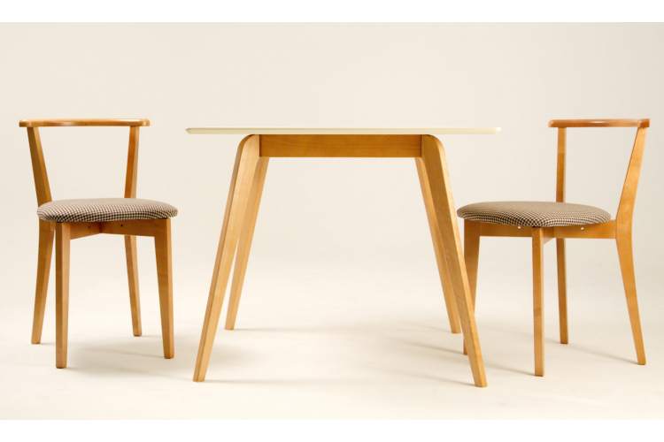 Стол Arki М 100 натур/слоновая кость со стульями Франк ПМ натур/гусиная лапка-1