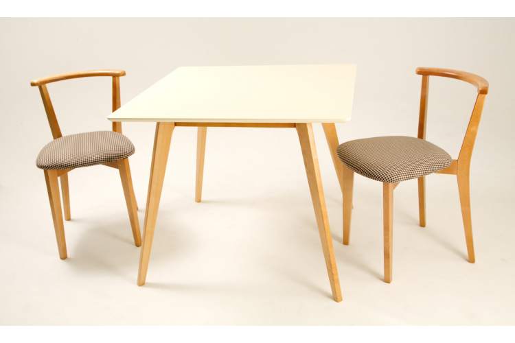 Стол Arki М 100 натур/слоновая кость со стульями Франк ПМ натур/гусиная лапка-12