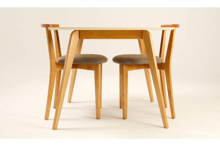 Стол Arki М 100 натур/слоновая кость со стульями Франк ПМ натур/гусиная лапка-6