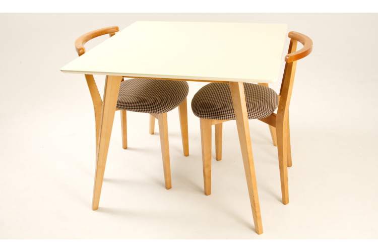 Стол Arki М 100 натур/слоновая кость со стульями Франк ПМ натур/гусиная лапка-5