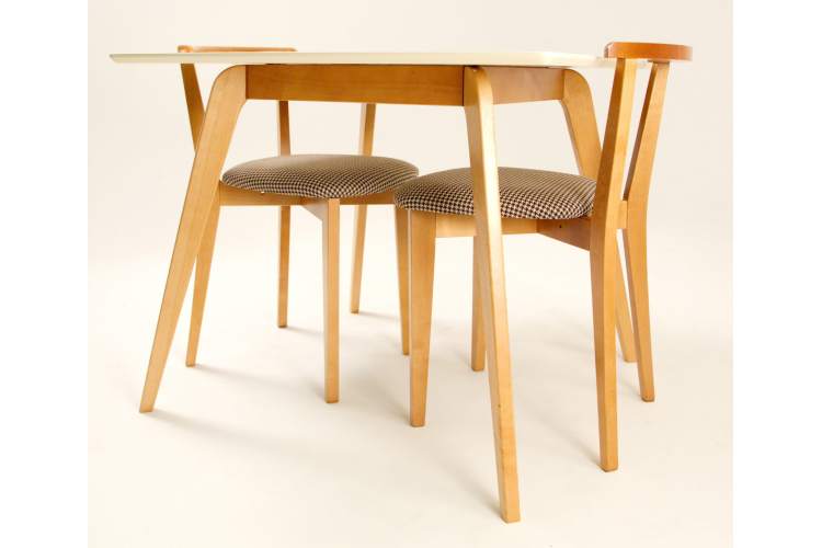 Стол Arki М 100 натур/слоновая кость со стульями Франк ПМ натур/гусиная лапка-9